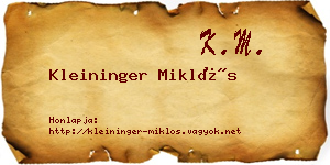 Kleininger Miklós névjegykártya